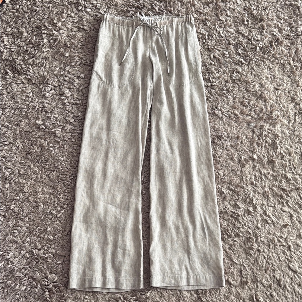 L.A.M.B. Gwen Stefani tan Wide-Leg Linen Pants